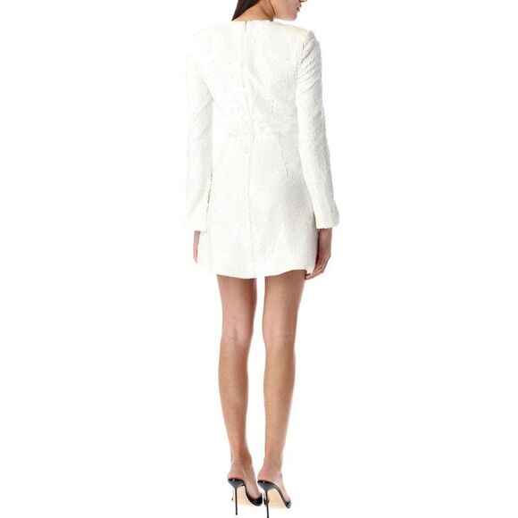 SELF-PORTRAIT Sequin V-Neck Mini Dress with Bow Detail Women WHITE Dresses - Picture 2 of 3